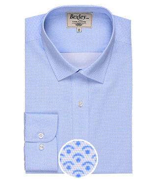 White printed shirt - blue patterns - Straight collar - OSCAR