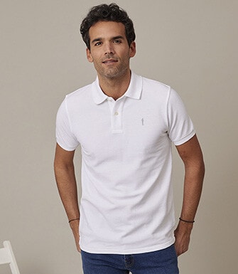 White Men's cotton polo shirt - ANDY II