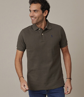 Khaki Men's polo shirt - ANDY II