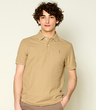 Dark Beige Men's polo shirt - ANDY II