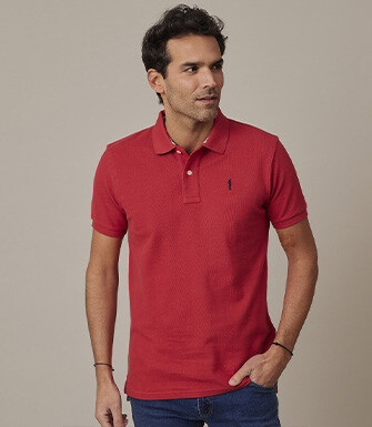 Deep Red Melange Men's polo shirt - ANDY II
