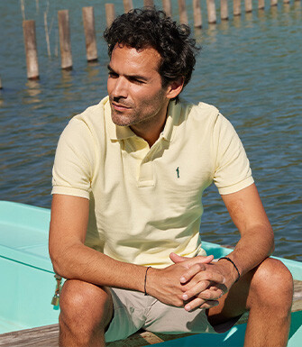 Pale Yellow Men's polo shirt - ANDY II