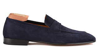 Navy Suede Loafers - BRIONE