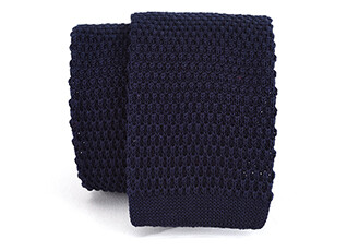 Knitted Cotton Tie Navy