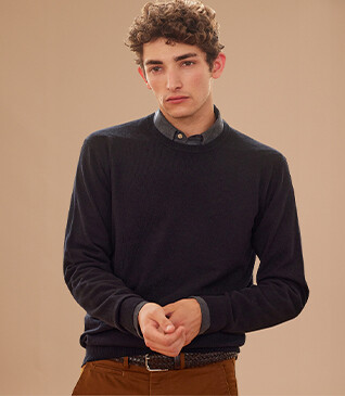 Black round-neck wool jumper - CONAN