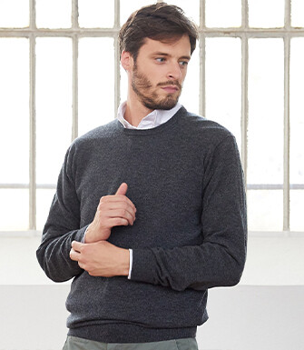 Grey Antracite round-neck wool jumper - CONAN