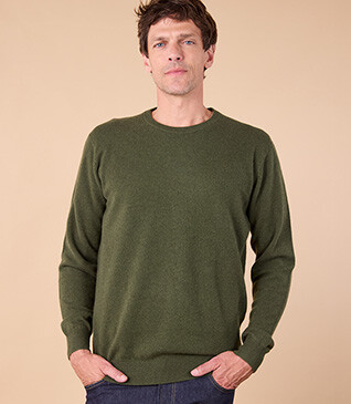 Green round-neck wool jumper - CONAN