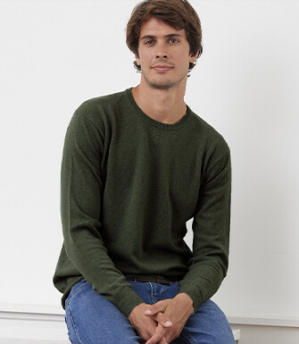 Green round-neck wool jumper - CONAN