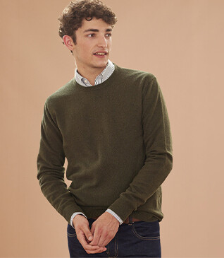 Green round-neck wool jumper - CONAN