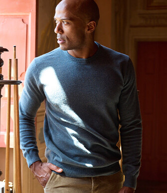 Green Melange round-neck wool jumper - CONAN