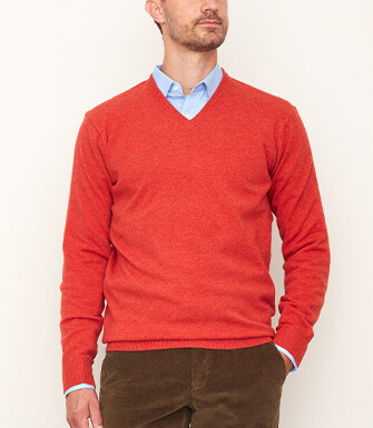 Fire Melange v-neck wool jumper - ELIAN