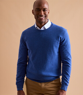 Mottled Jean Blue round-neck wool jumper - CONAN