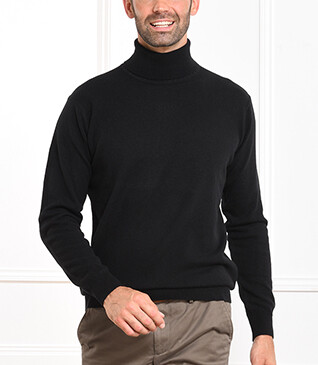 Black wool roll-neck jumper - EMERIC