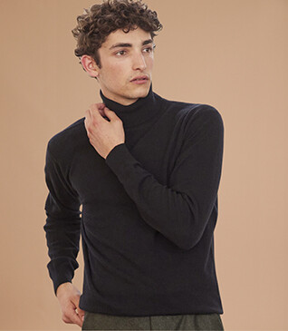 Black wool roll-neck jumper - EMERIC