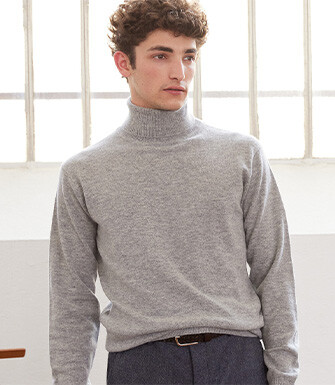 Grey Melange wool roll-neck jumper - EMERIC