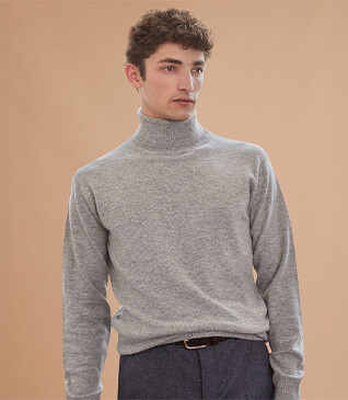 Grey Melange wool roll-neck jumper - EMERIC