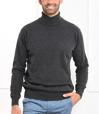Grey Anthracite wool roll-neck jumper - EMERIC