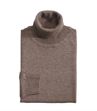 Brown Melange wool roll-neck jumper - EMERIC