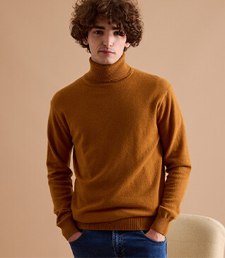 Mustard wool roll-neck jumper - EMERIC