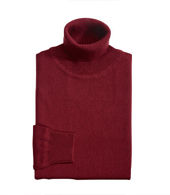 Dark Red wool roll-neck jumper - EMERIC