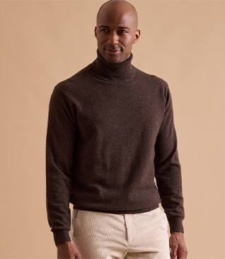 Dark Chocolate wool roll-neck jumper - EMERIC
