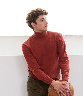Spice melange wool roll-neck jumper - EMERIC