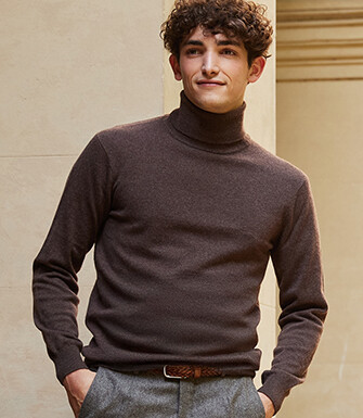 Brown wool roll-neck jumper - EMERIC