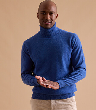 Mottled Jean Blue wool roll-neck jumper - EMERIC