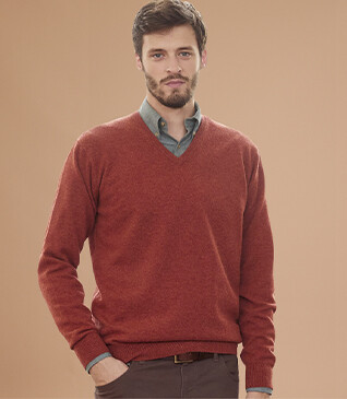 Spice Melange v-neck wool jumper - ELIAN