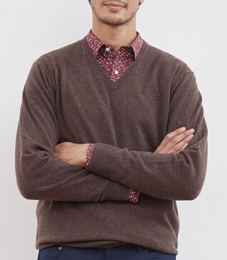 Brown v-neck wool jumper - ELIAN