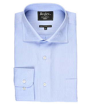 Blue Twill Cotton shirt - French collar - CLAUDIO