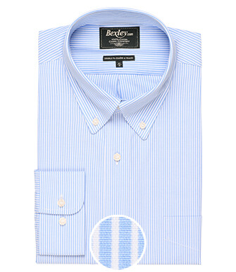 Blue Cotton shirt with white stripes - QUINCY