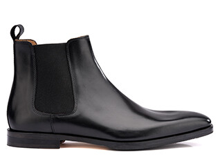 Black Leather Chelsea Boots - BERGAME PATIN