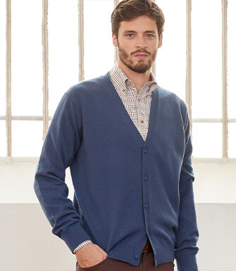 Prussian Blue wool cardigan - OWEN II