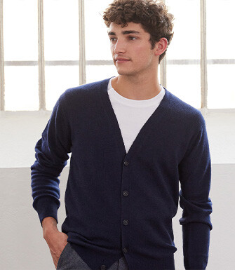 Navy wool cardigan - OWEN II