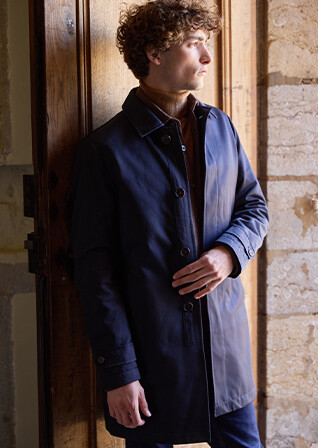 Navy Blue Men's trench coat - AURÈLE II
