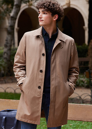 Dark Beige Men's trench coat - AURÈLE II
