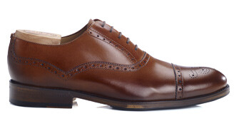 Patina Cognac Oxford shoes - Rubber pad - HILCOTT PATIN