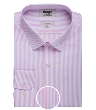 Pink and white striped poplin shirt - MAXIMILIEN