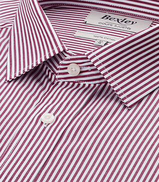 Burgundy & White striped poplin shirt - MAXIMILIEN