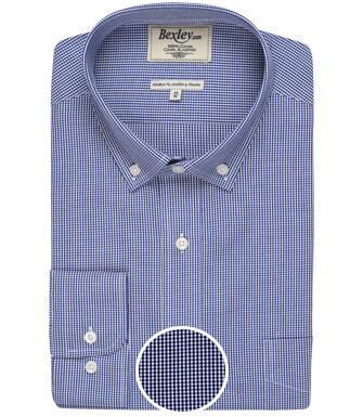 Blue shirt with vichy checks - American collar - ADRIAN