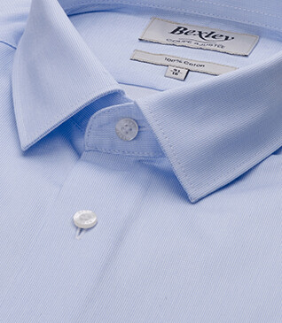 Pale Blue Cotton shirt - Straight collar - PATERNE CLASSIC
