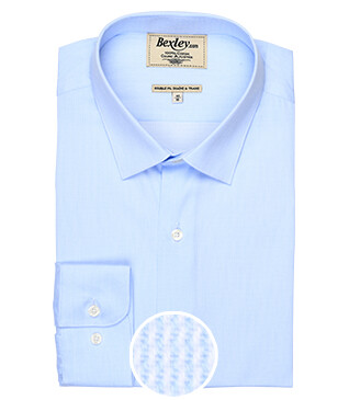 Pale Blue Cotton shirt - Straight collar - PATERNE CLASSIC