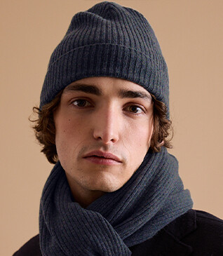 Grey Anthracite Melange Wool Beanie Hat - BENNETH
