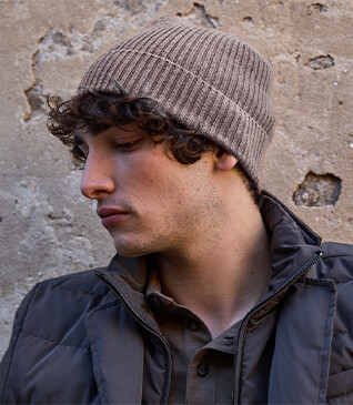Chocolate Melange Wool Beanie Hat - BENNETH
