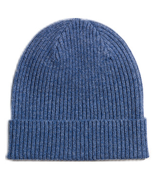 Men's dark blue mélange lambswool beanie - BENNETH