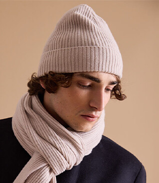 Light Beige Wool Beanie Hat - BENNETH