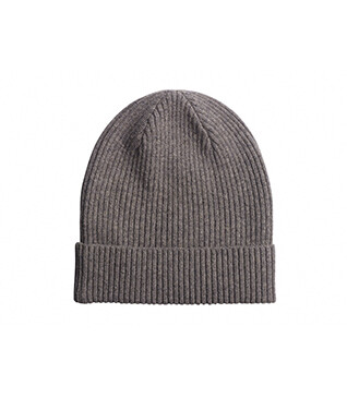 Taupe Grey Melange Wool Beanie Hat - BENNETH