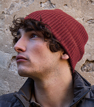 Red Melange Wool Beanie Hat - BENNETH