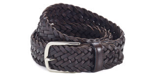 Men's Chocolat Braided Leather Belt - NORTHGATE SILVER